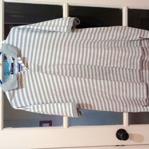 Cremieux classics extra large gray and white striped polo shirt